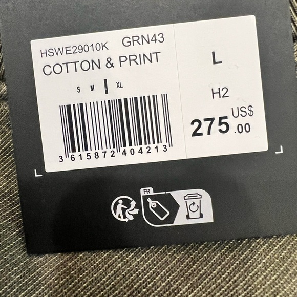 The Kooples Olive Green Crewneck Sweatshirt w/printed Patchwork Detail Large NWT - Picture 8 of 10